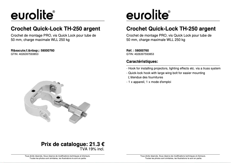 Image de la première page du manuel de l'appareil TH-250