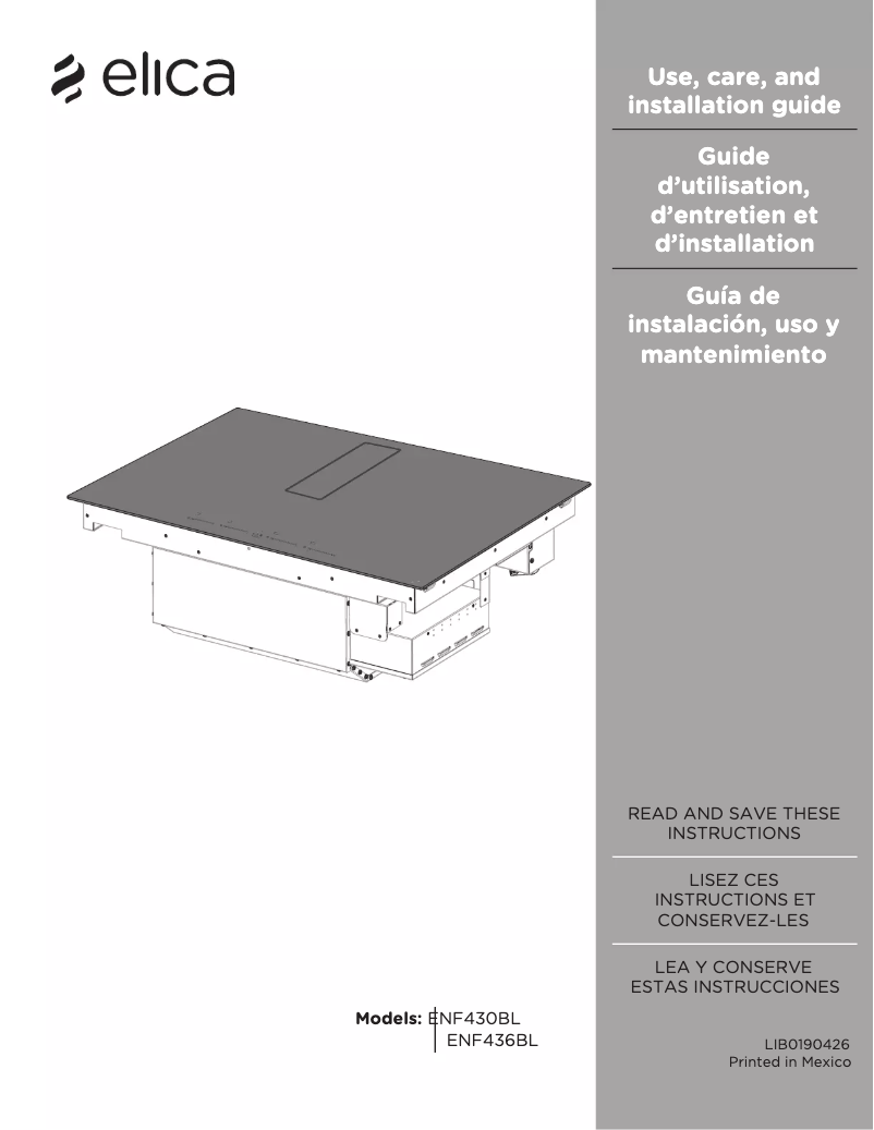 Page 1 de la notice Manuel utilisateur Elica ENF436BL