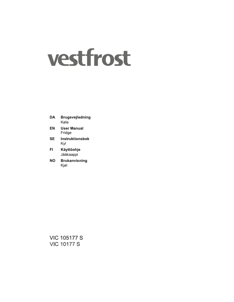 Page 1 de la notice Manuel utilisateur Vestfrost VIC 10177 S