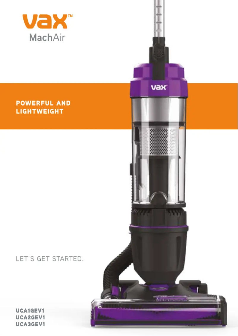 Página 1 del manual Manual de usuario Vax Mach Air UCA3GEV1