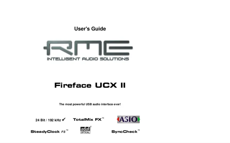 Page n°1 - Manuel utilisateur RME Fireface UCX II
