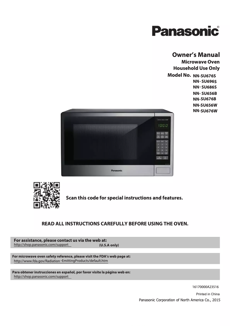 Page n°1 - Manuel utilisateur Panasonic NN-SU686S