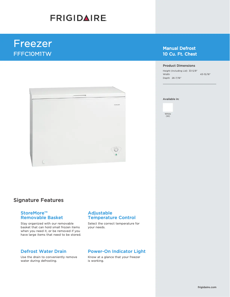 Page n°1 - Manuel utilisateur Frigidaire FFFC10M1TW