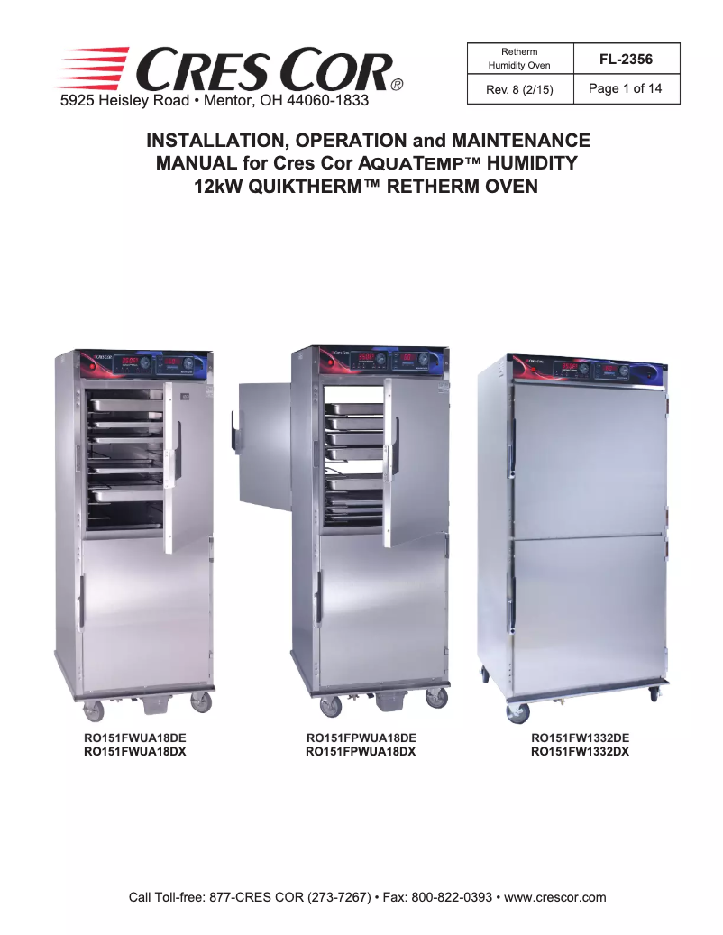 Image de la première page du manuel de l'appareil RO151FW1332DX