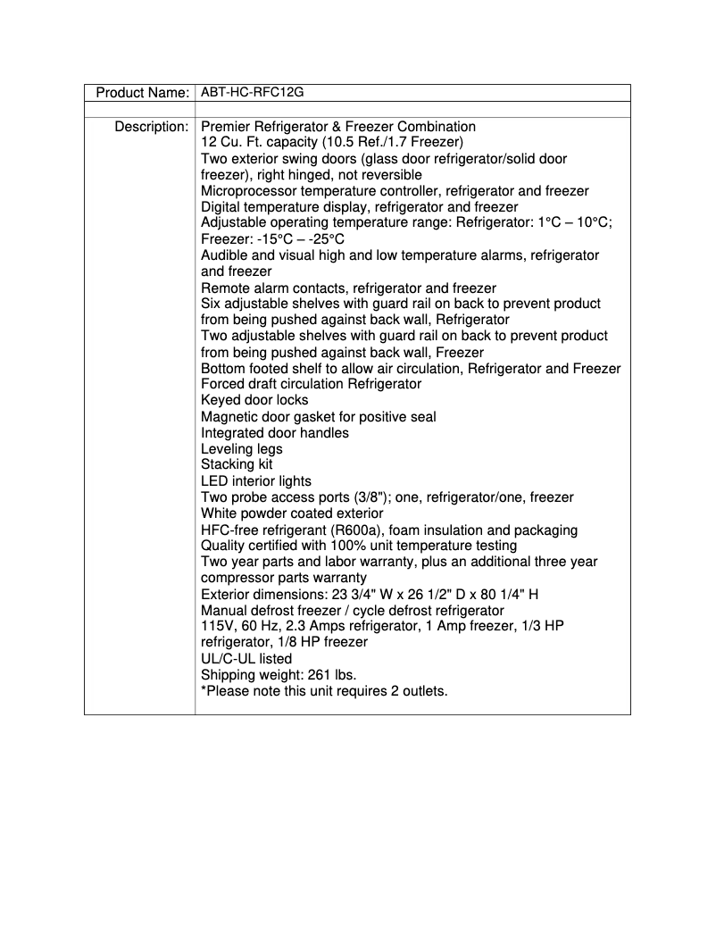 Image de la première page du manuel de l'appareil ABT-HC-RFC12G
