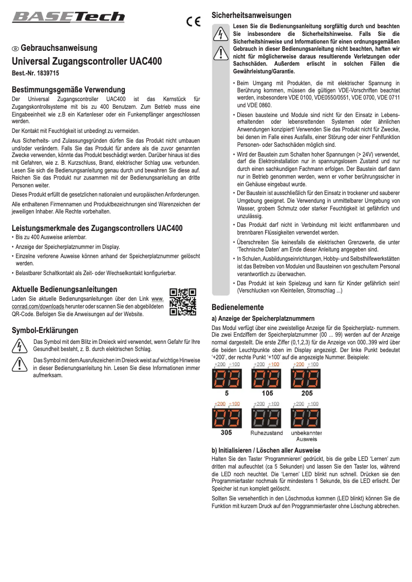 Image de la première page du manuel de l'appareil UAC400