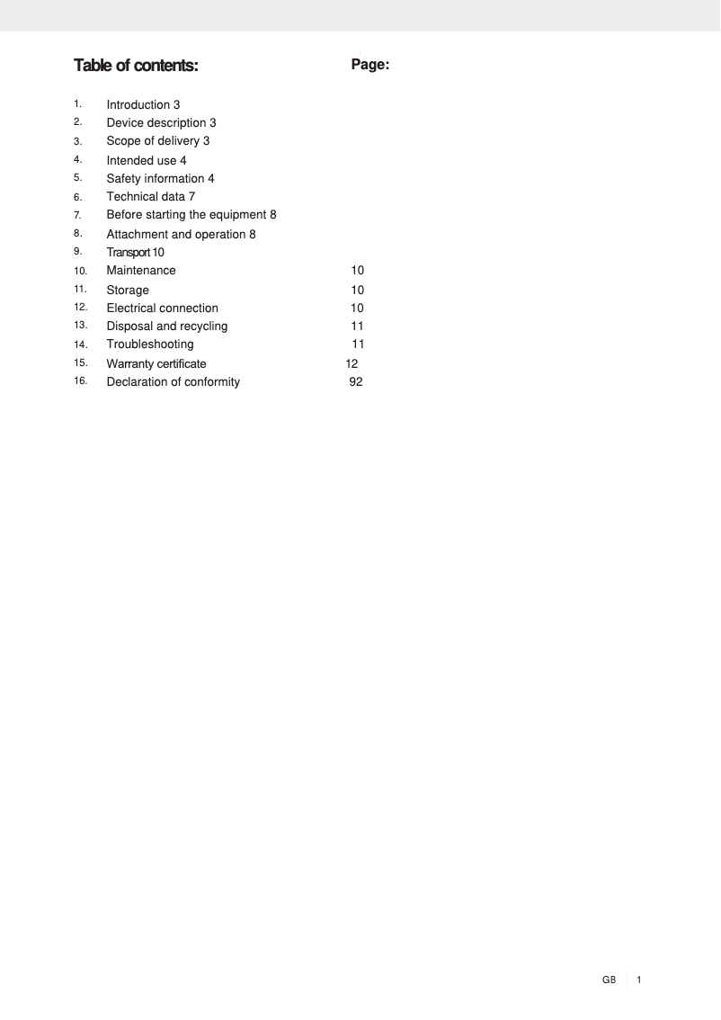 Image de la première page du manuel de l'appareil PZKS 1500 A1