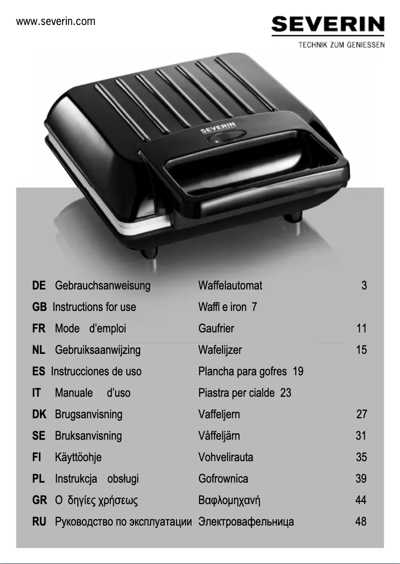 Page 1 de la notice Manuel utilisateur Severin WA 2113