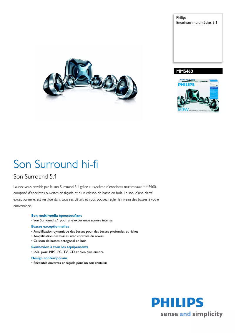 Page n°1 - Fiche technique Philips MMS460