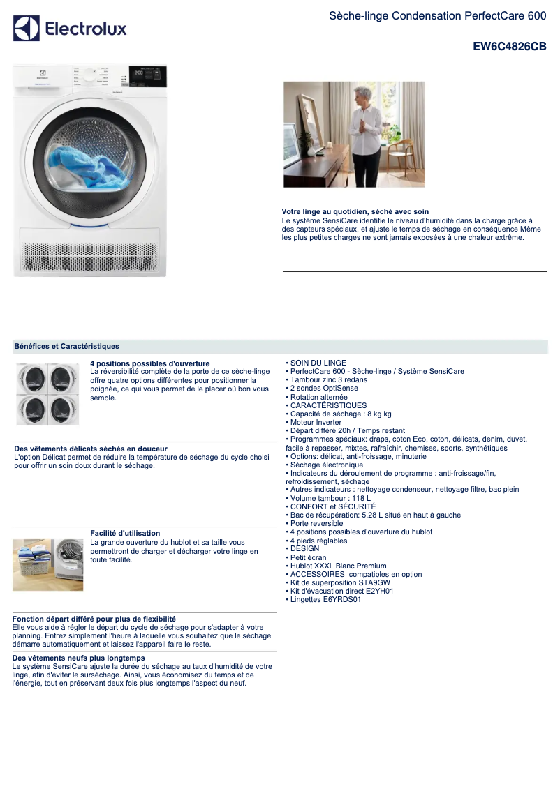 Page n°1 - Fiche technique Electrolux EW6C4826CB