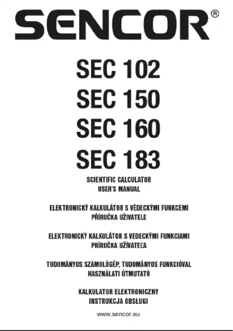 Image de la première page du manuel de l'appareil SEC 150