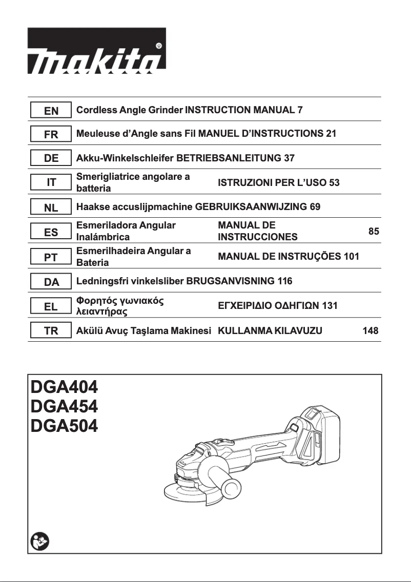 Page n°1 - Manuel utilisateur Makita DGA504