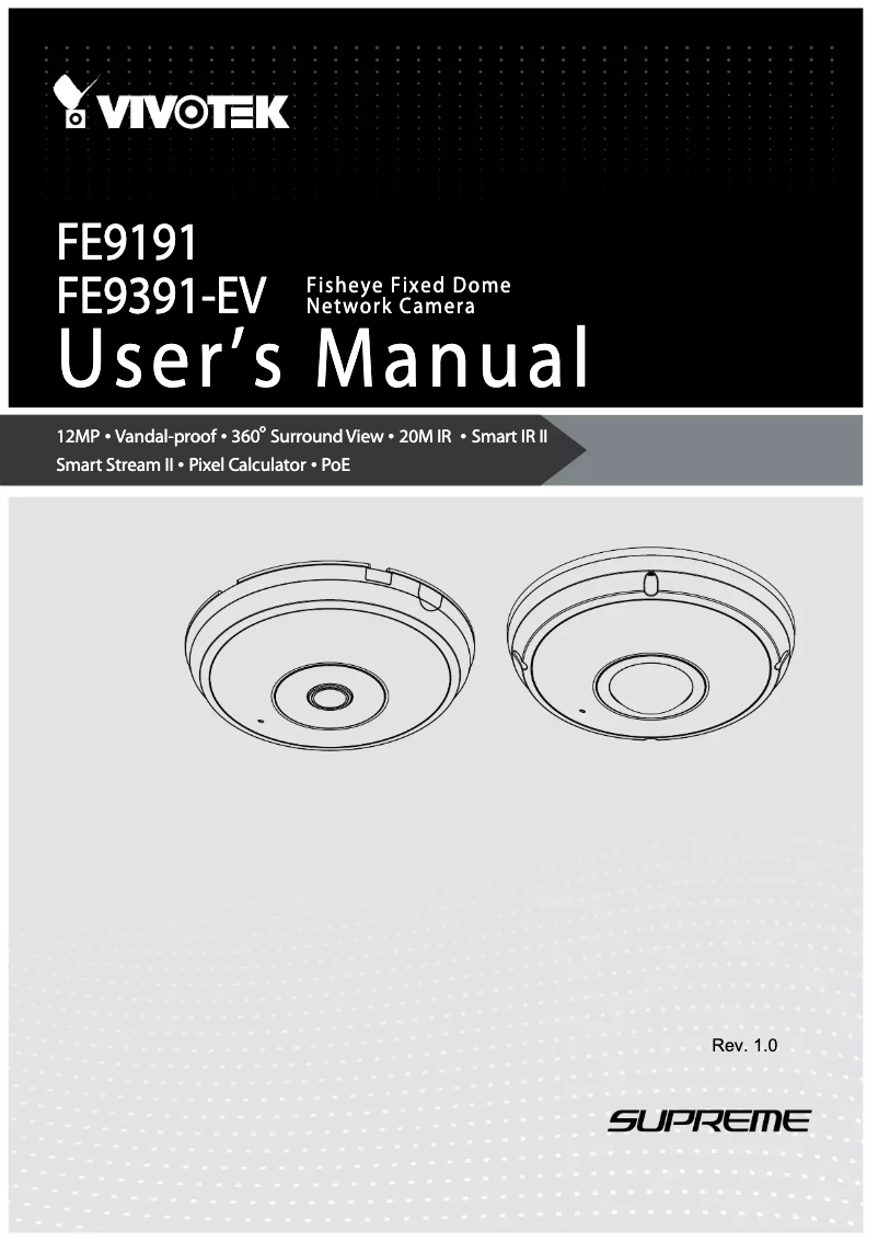 Image de la première page du manuel de l'appareil Fisheye Fixed Dome FE9391-EV