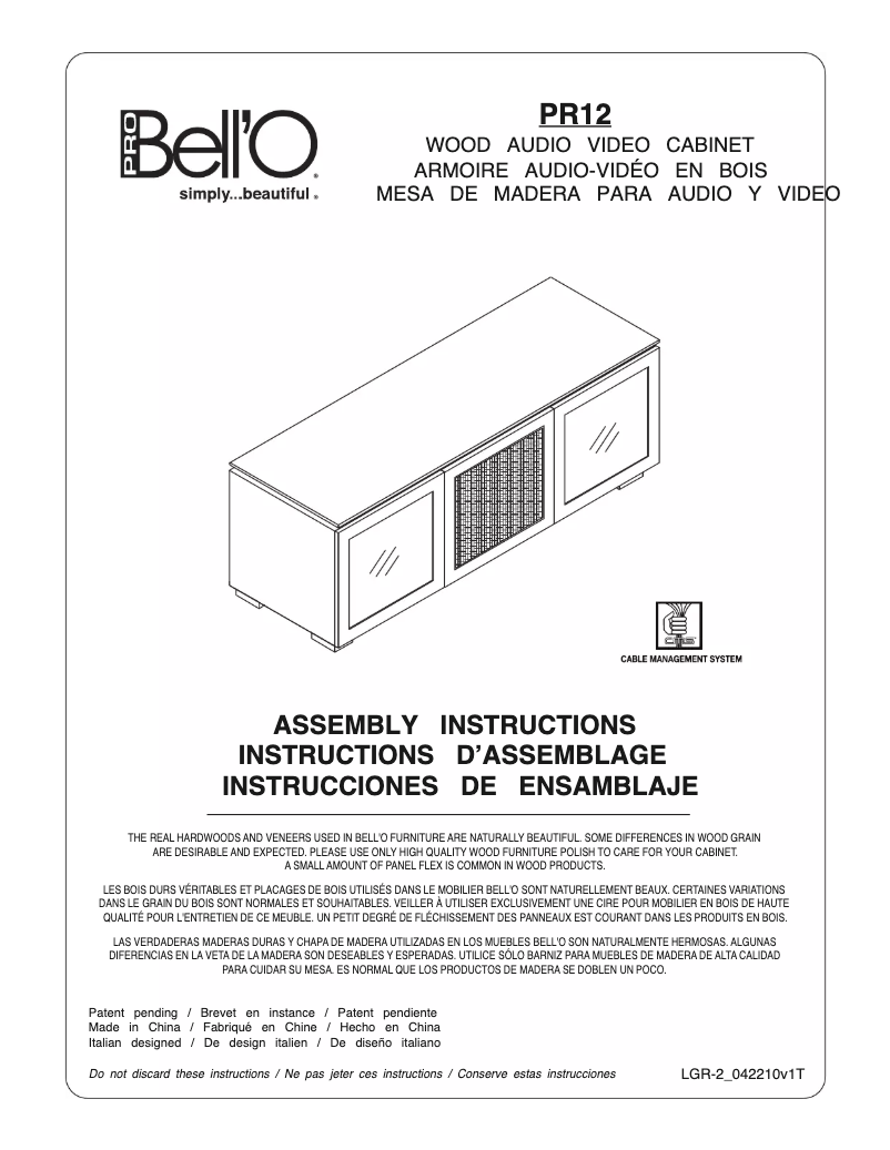 Página 1 del manual Manual de usuario Bell'O PR-12