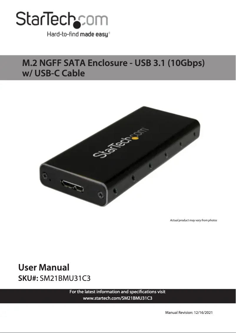 Page 1 de la notice Manuel utilisateur StarTech.com SM21BMU31C3