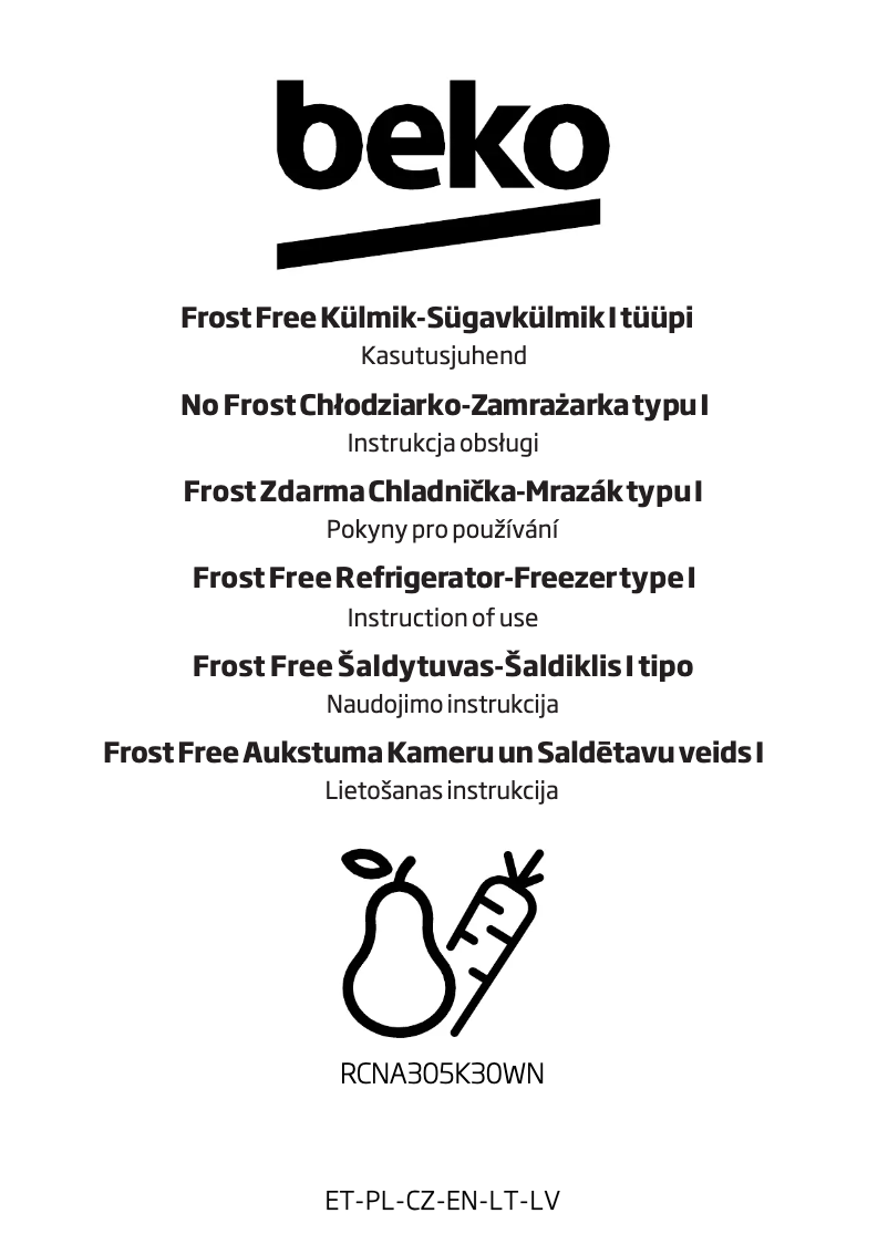 Page n°1 - Manuel utilisateur Beko RCNA305K30WN
