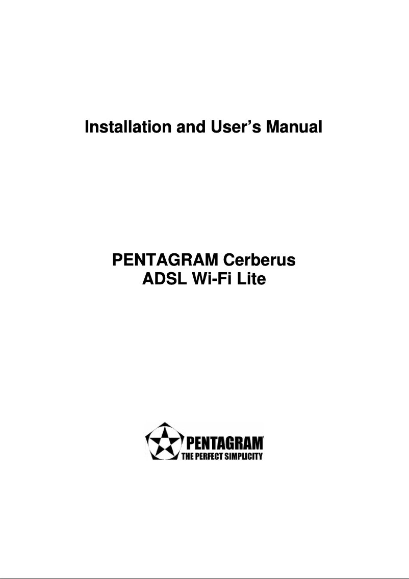Page n°1 - Manuel utilisateur Pentagram Cerberus ADSL Wi-Fi Lite