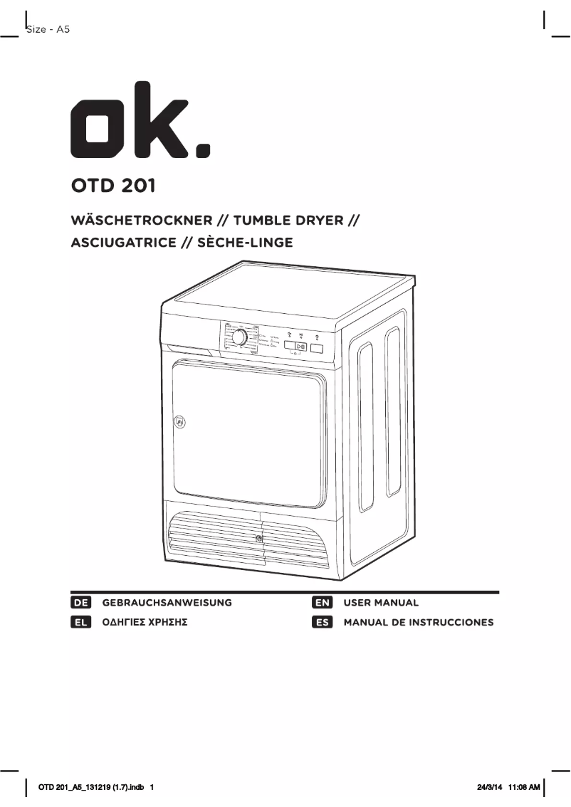 Page 1 de la notice Manuel utilisateur OK OTD 201