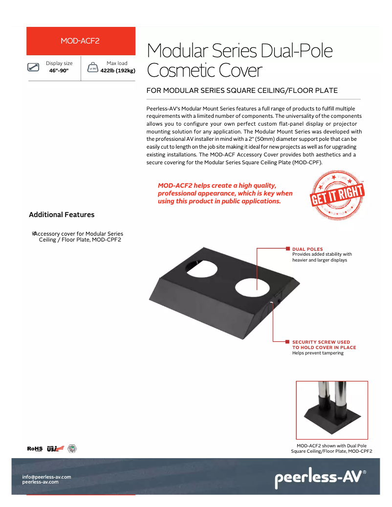 Page n°1 - Manuel utilisateur Peerless-AV MOD-ACF2