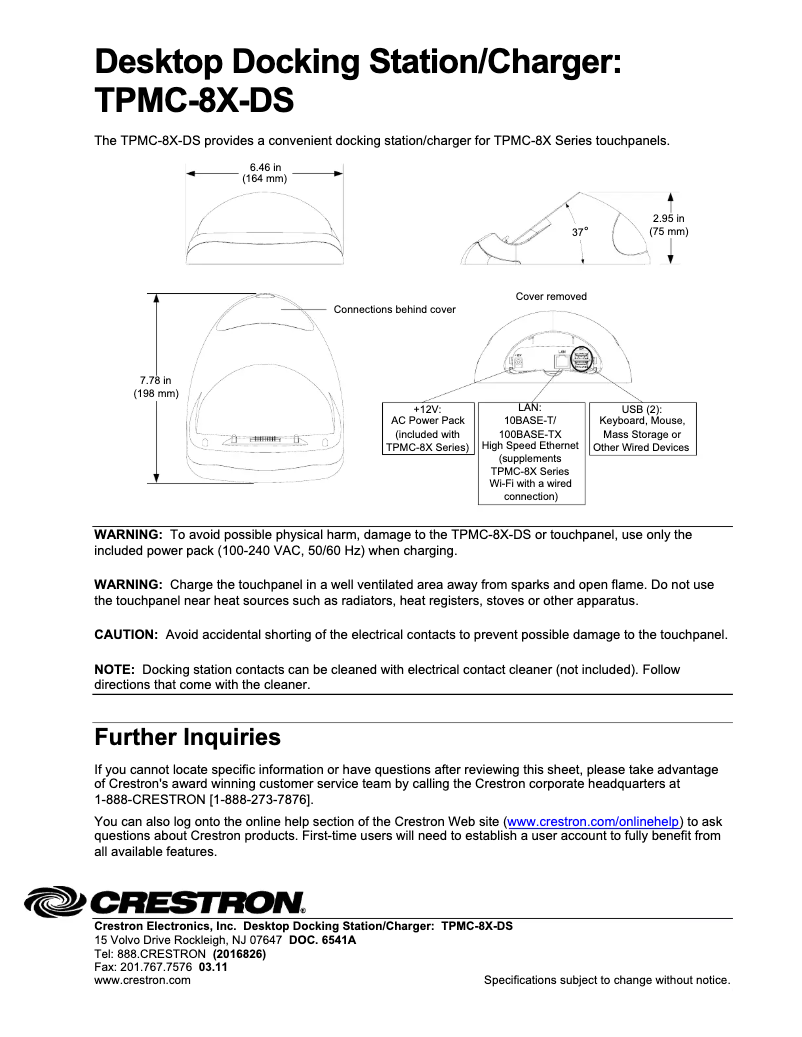 Página 1 del manual Manual de usuario Crestron TPMC-8X-DS