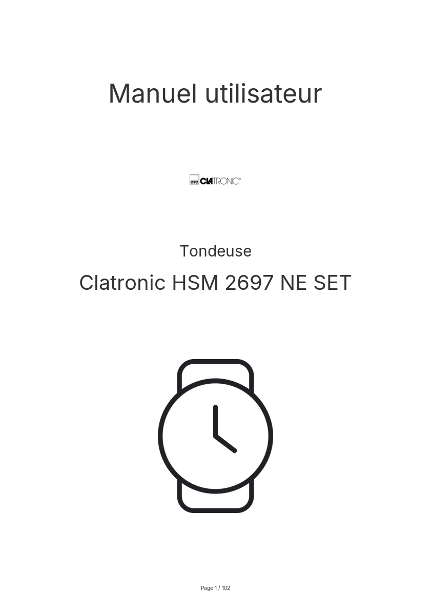 Page n°1 - Manuel utilisateur Clatronic HSM 2697 NE SET