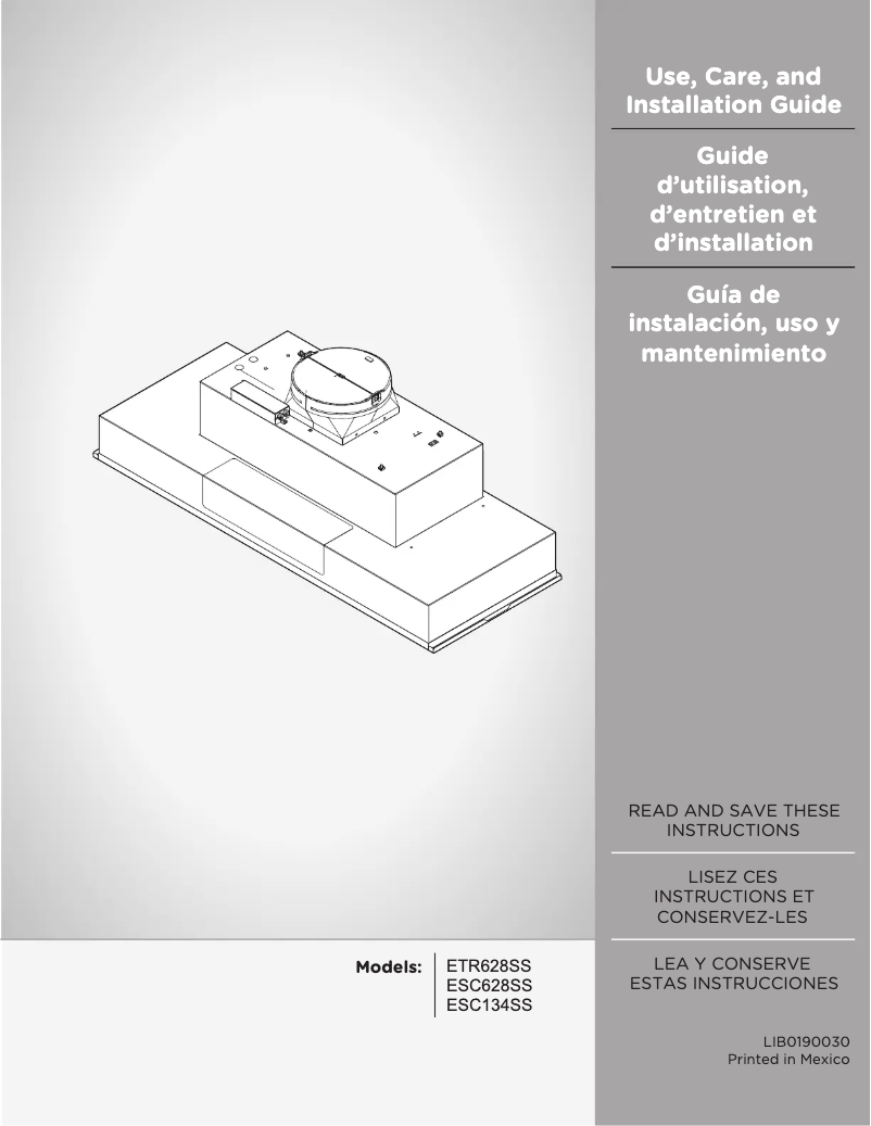 Page n°1 - Manuel utilisateur Elica SCANNO ESC134SS