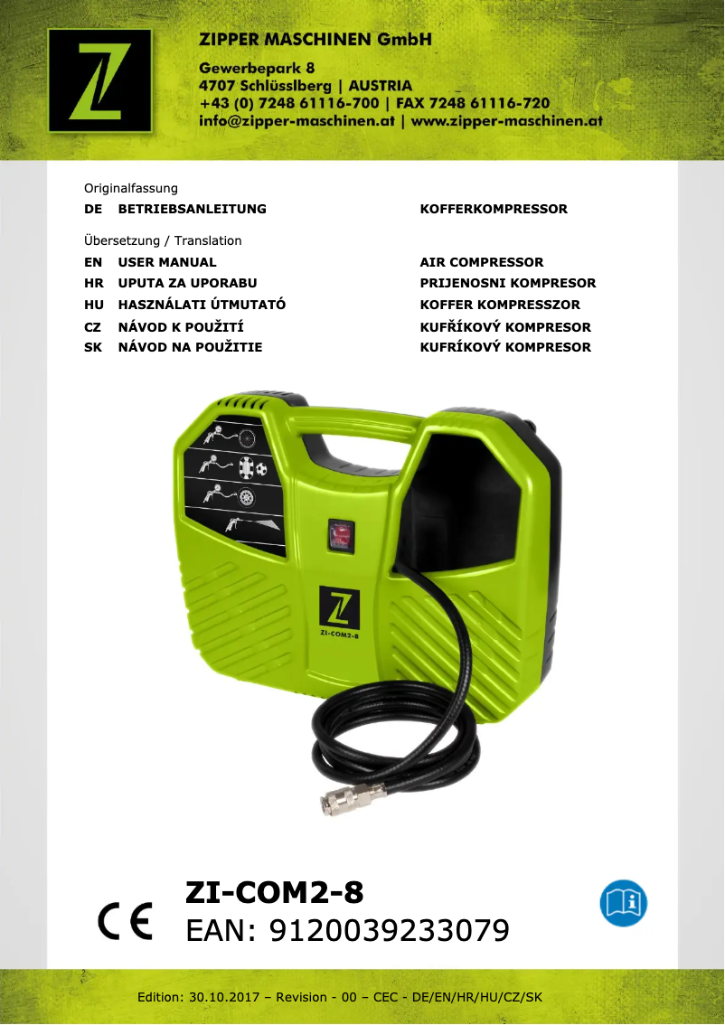 Page 1 de la notice Manuel utilisateur Zipper ZI-COM2-8