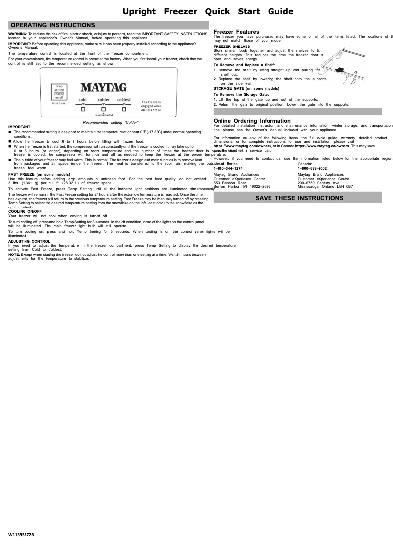 Page 1 de la notice Guide de démarrage rapide Maytag MZF34X18FW