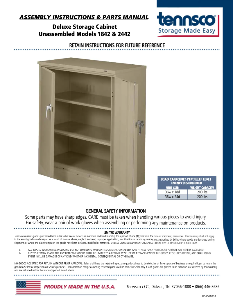 Página 1 del manual Manual de usuario Tennsco 2442