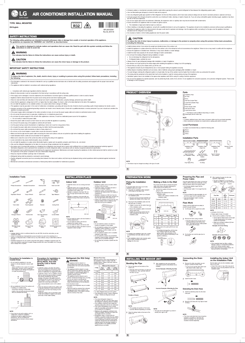 Page n°1 - Manuel utilisateur LG LSUQ12GWYA