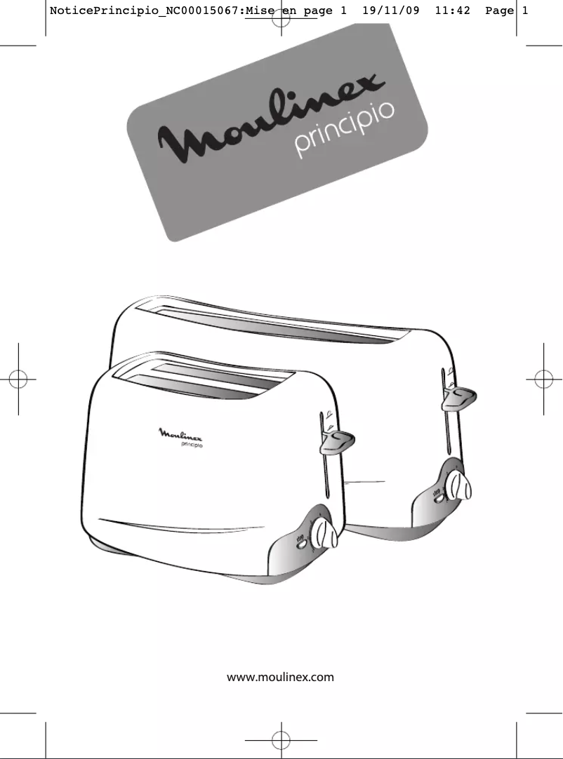 Page 1 de la notice Manuel utilisateur Moulinex Principio TT1102