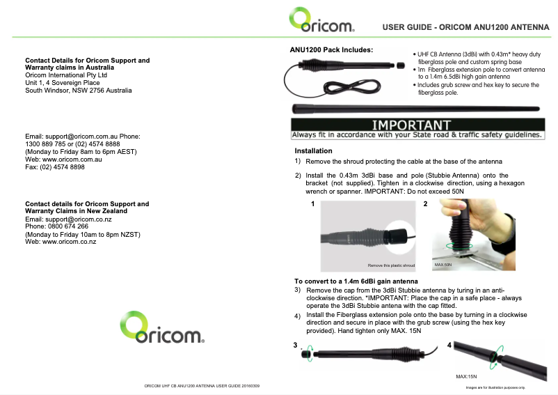 Página 1 del manual Manual de usuario Oricom ANU1200