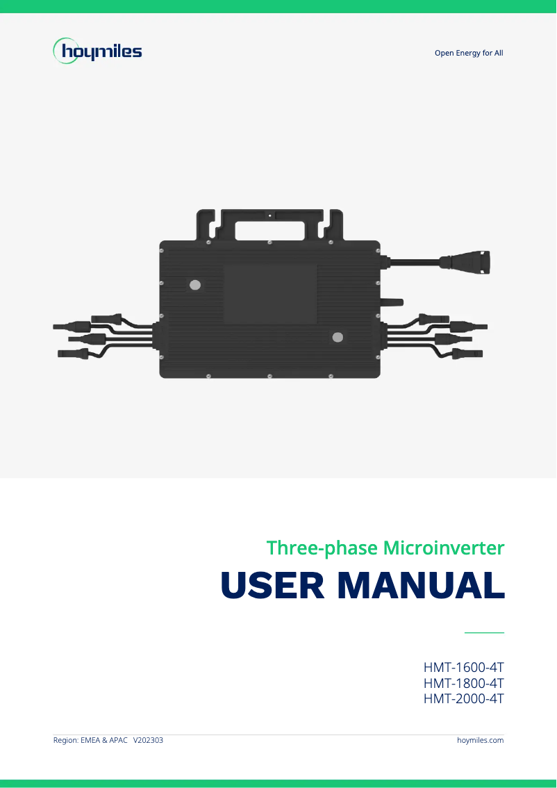 Image de la première page du manuel de l'appareil HMT-1600-4T