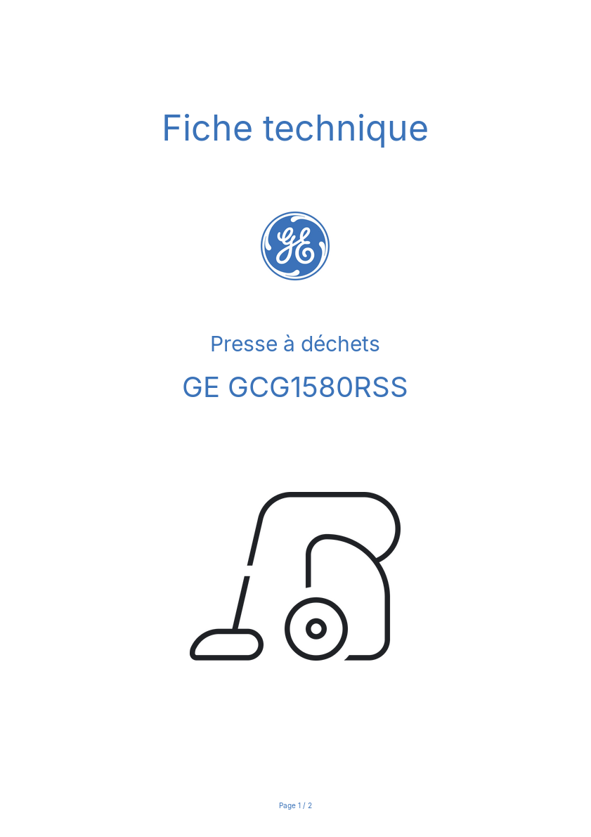 Page n°1 - Fiche technique GE GCG1580RSS