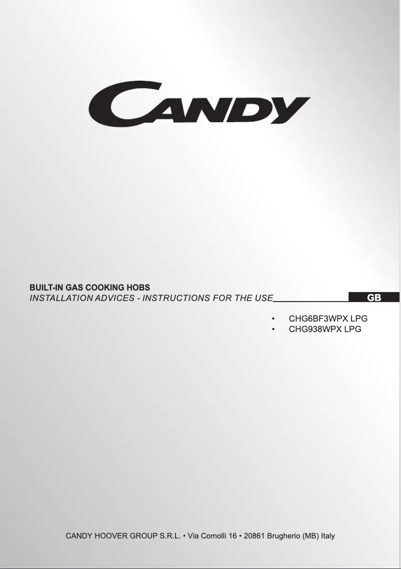Page n°1 - Manuel utilisateur Candy CHG6BF3WPX LPG