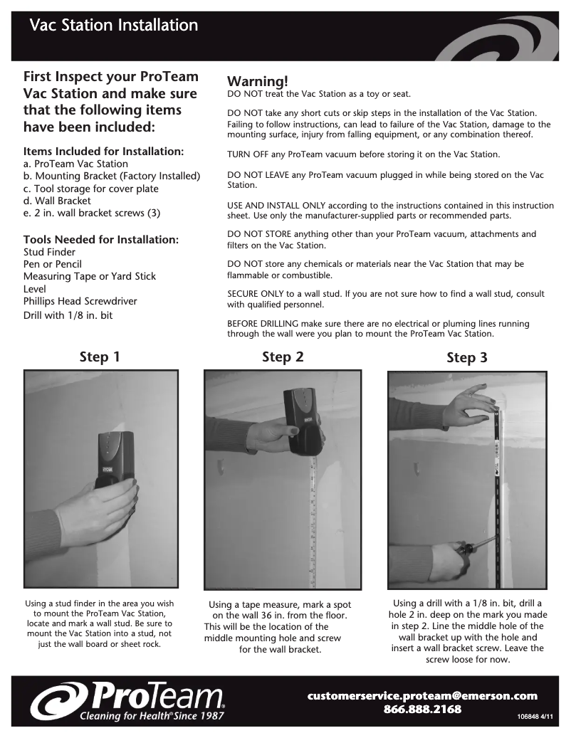 Página 1 del manual Manual de usuario ProTeam Vac Station