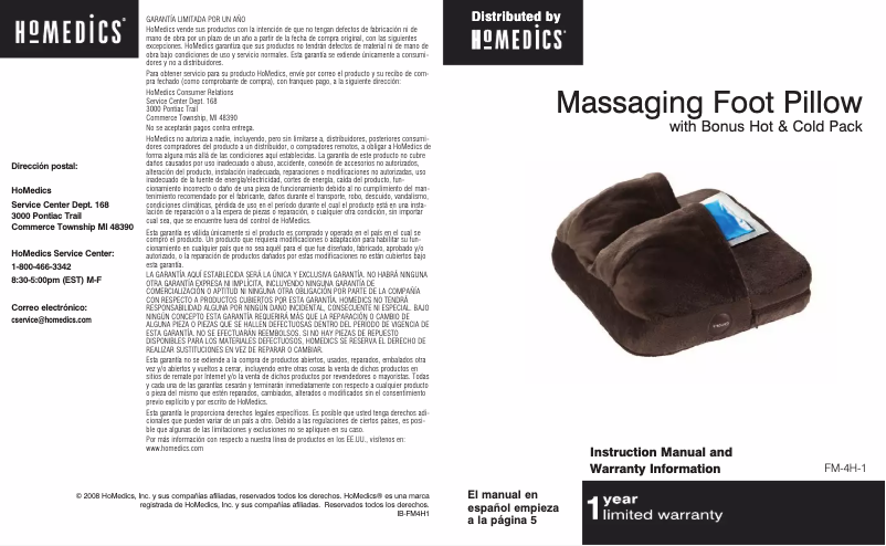 Page n°1 - Manuel utilisateur Homedics FM-4H-1