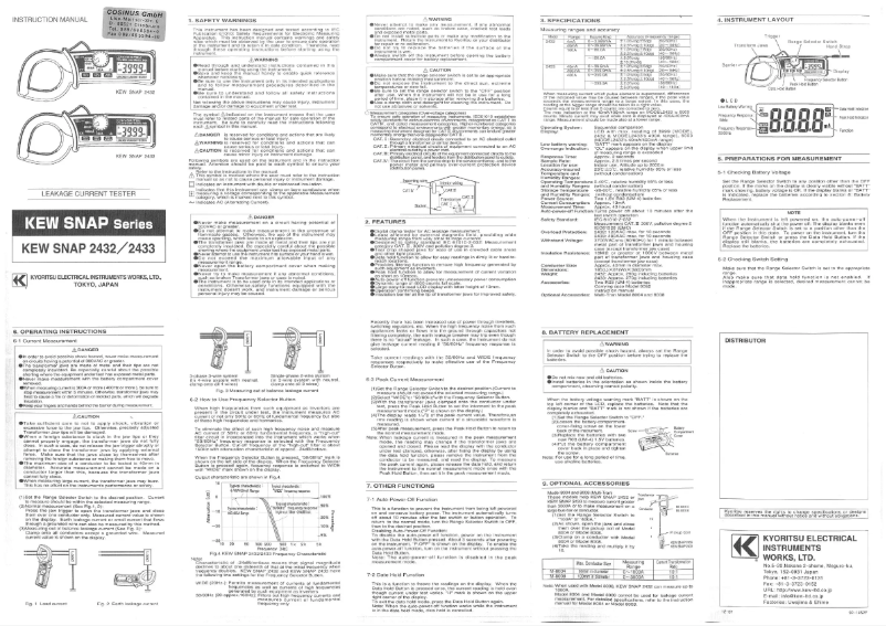 Page 1 de la notice Manuel utilisateur Kyoritsu KEW 2432