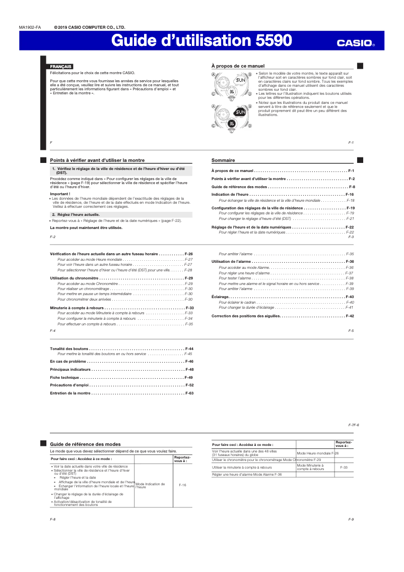 Page n°1 - Manuel utilisateur Casio G-shock GA-2000S-1AER