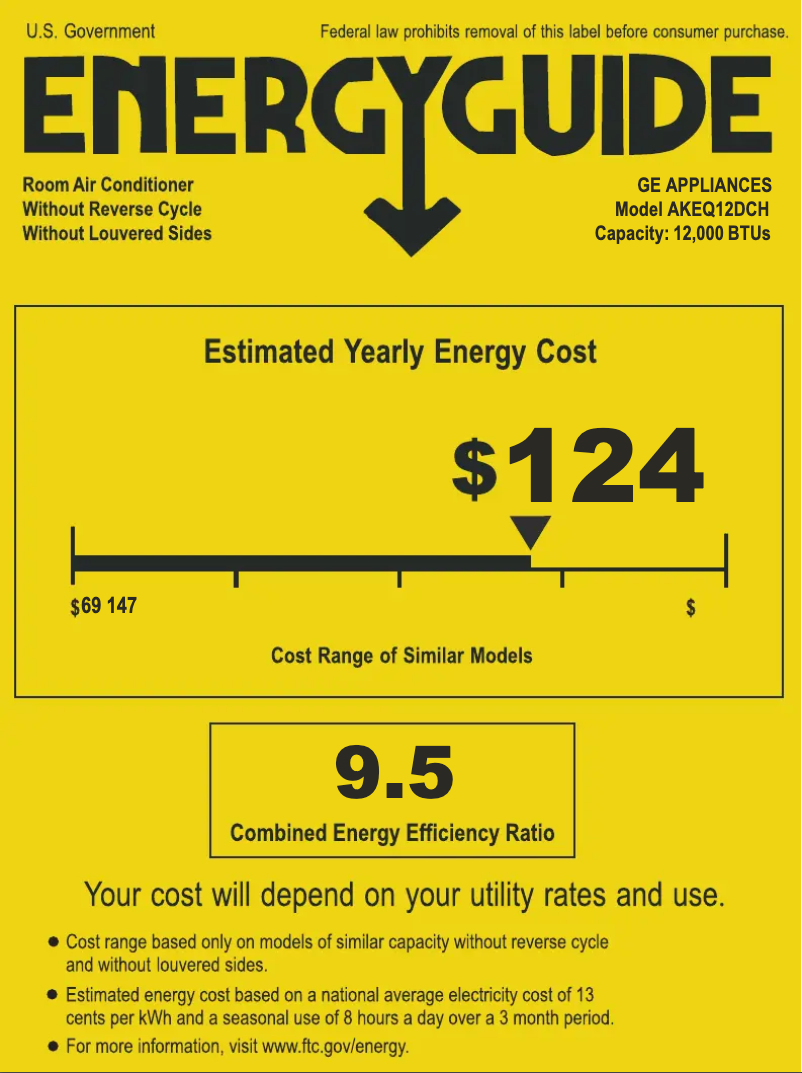 Page n°1 - Label énergétique GE AKEQ12DCH