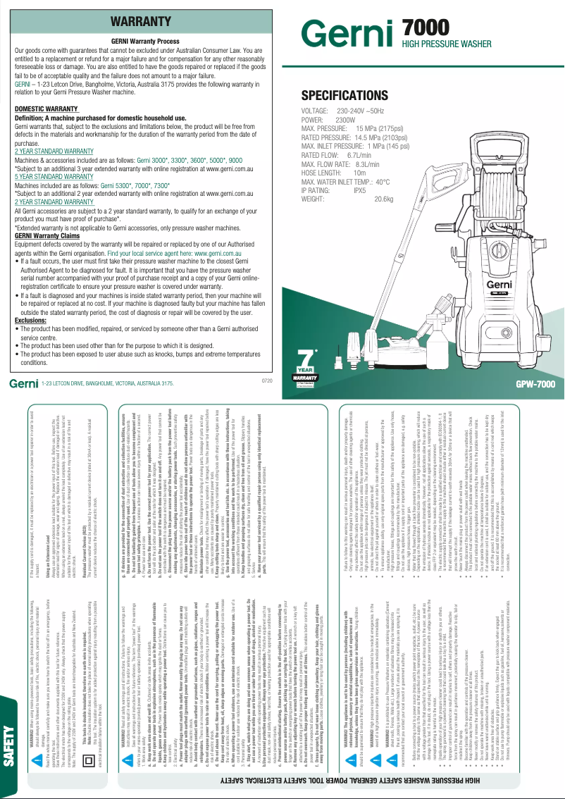 Página 1 del manual Manual de usuario Gerni 7000