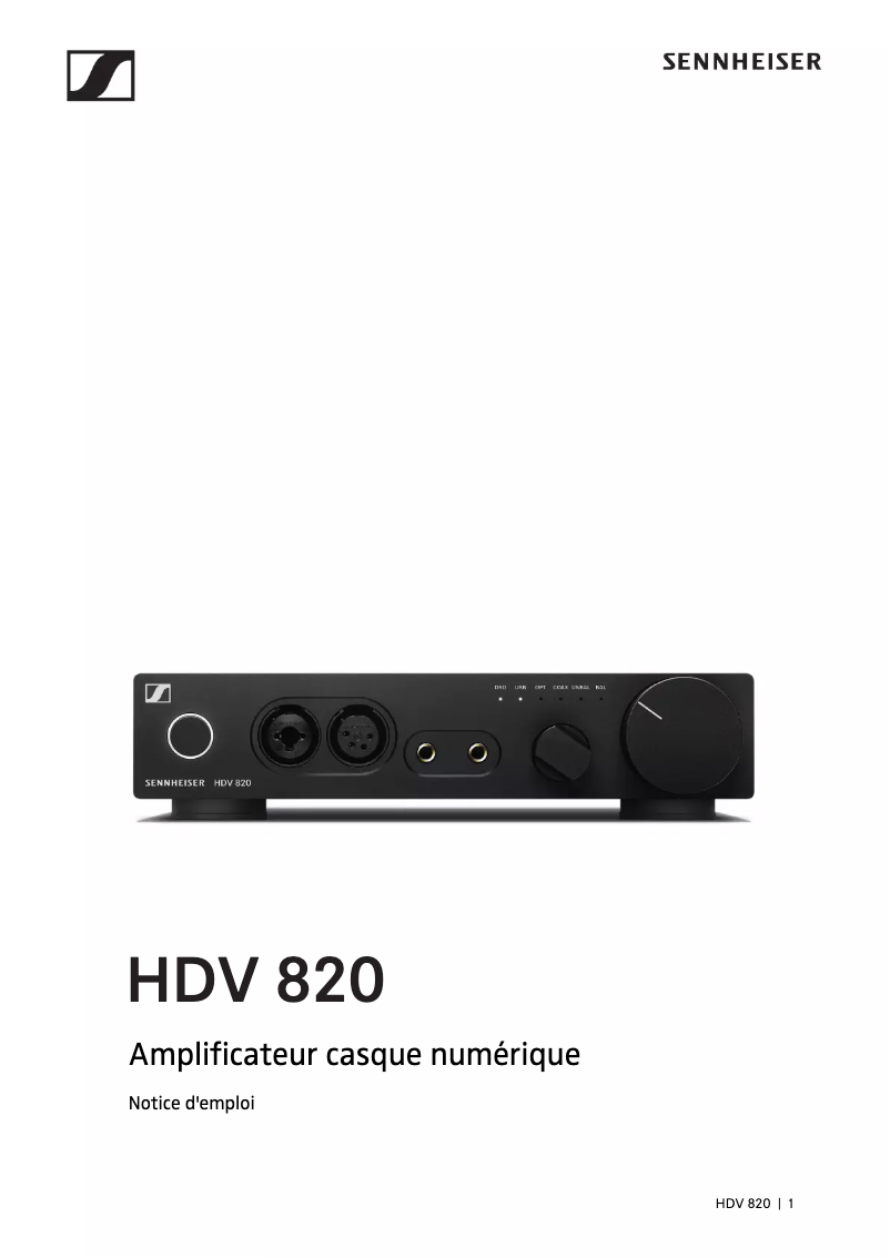 Page 1 de la notice Manuel utilisateur Sennheiser HD 820