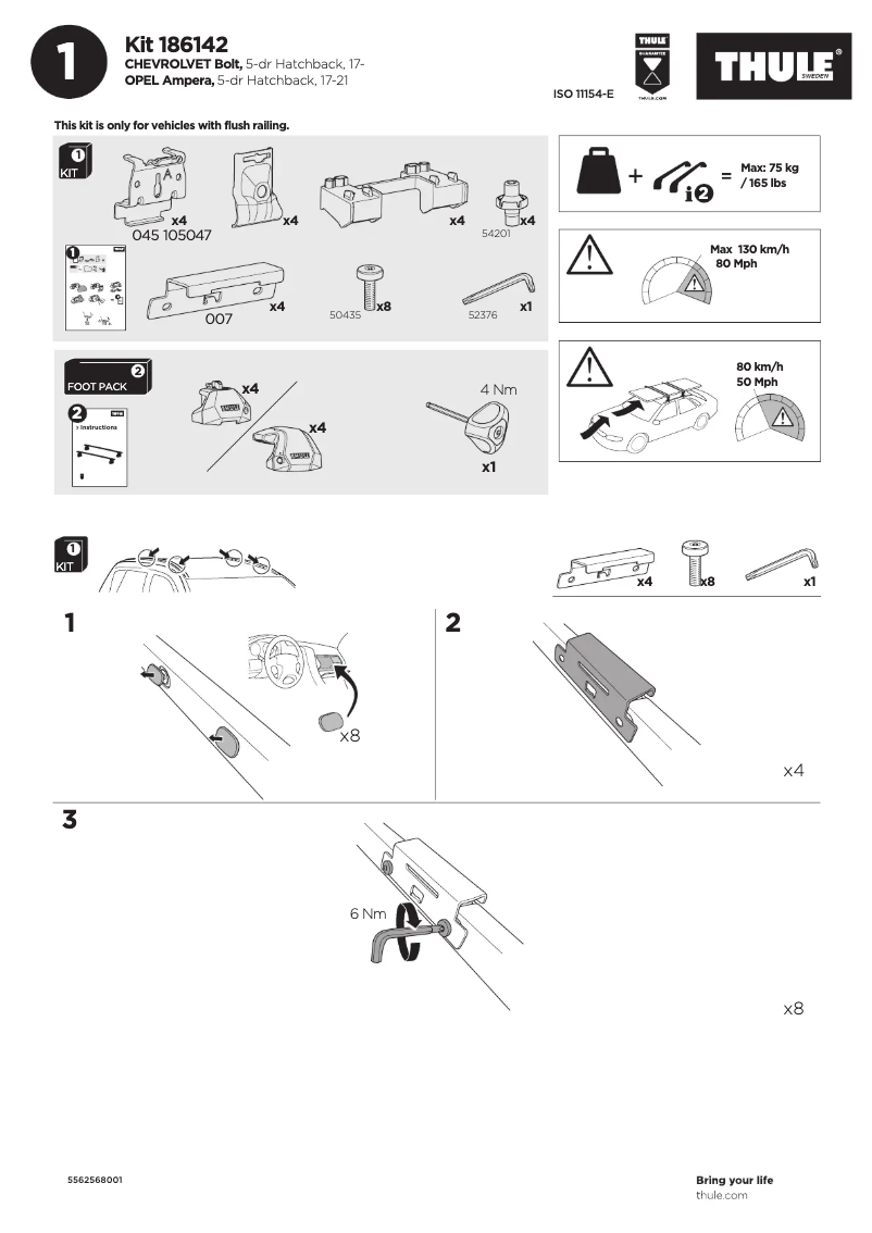 Page 1 de la notice Manuel utilisateur Thule Kit 186142