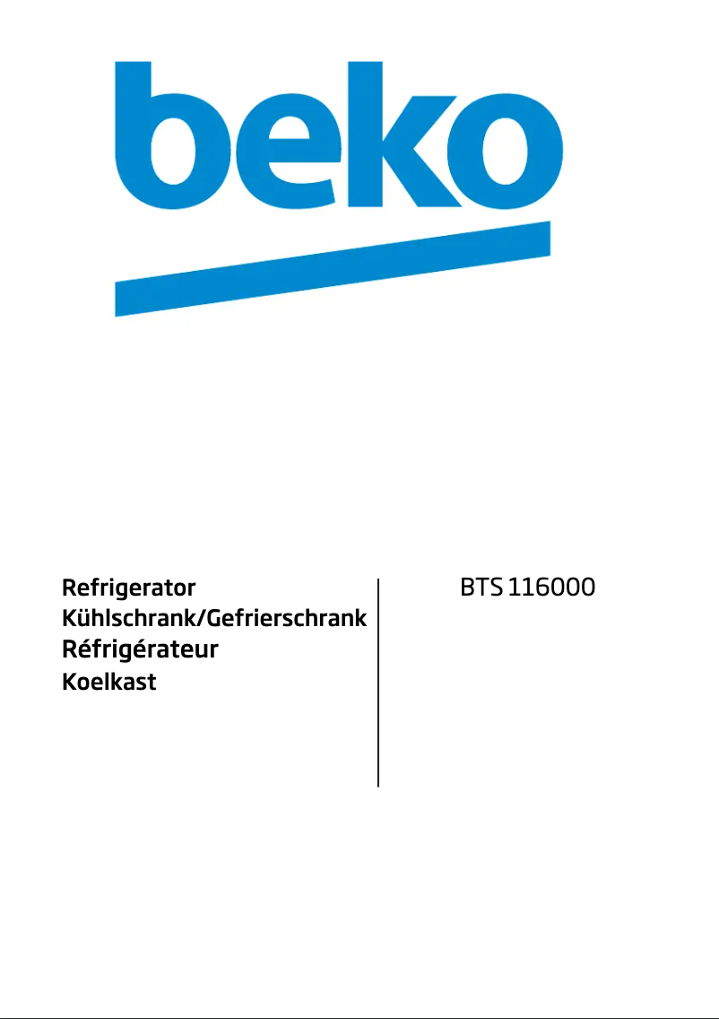 Page 1 de la notice Manuel utilisateur Beko BTS 116000