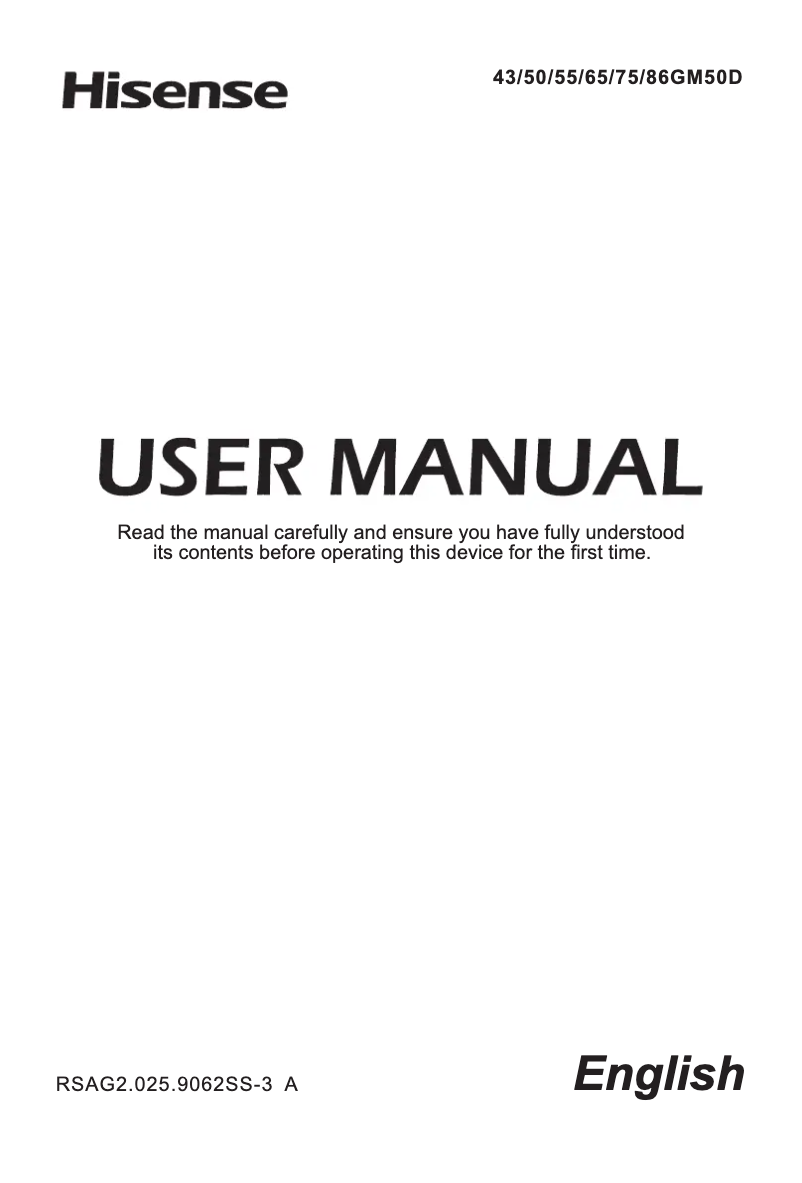 Page n°1 - Manuel utilisateur Hisense 55GM50D
