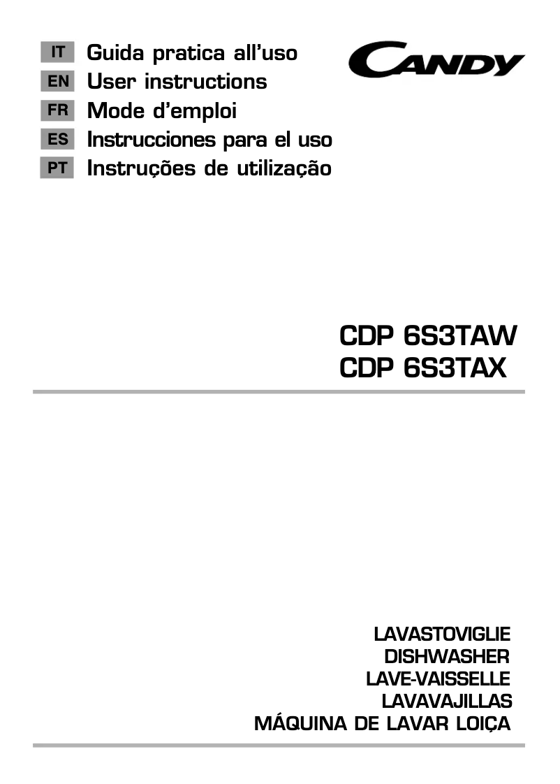 Page 1 de la notice Manuel utilisateur Candy CDP 6S3TAW-S
