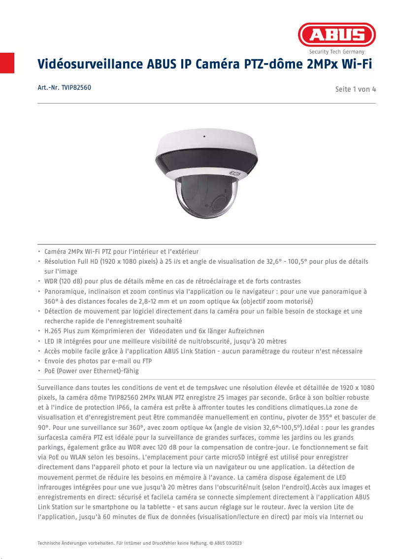 Image de la première page du manuel de l'appareil TVIP82560