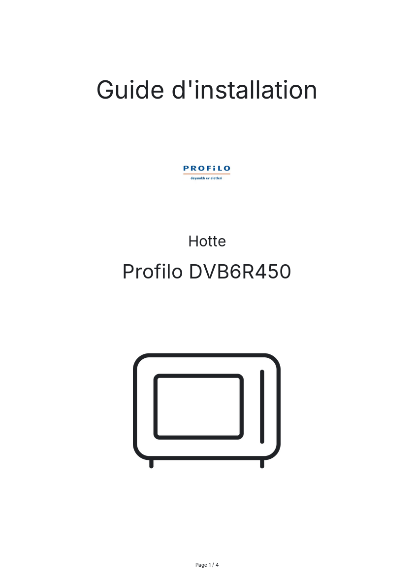 Page n°1 - Guide d'installation Profilo DVB6R450