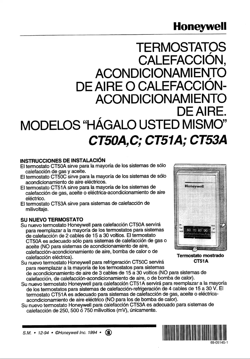 Page 1 de la notice Manuel utilisateur Honeywell CT53A
