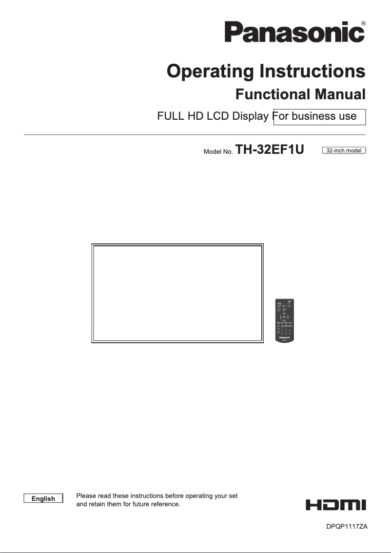Page 1 de la notice Manuel utilisateur Panasonic TH-32EF1U